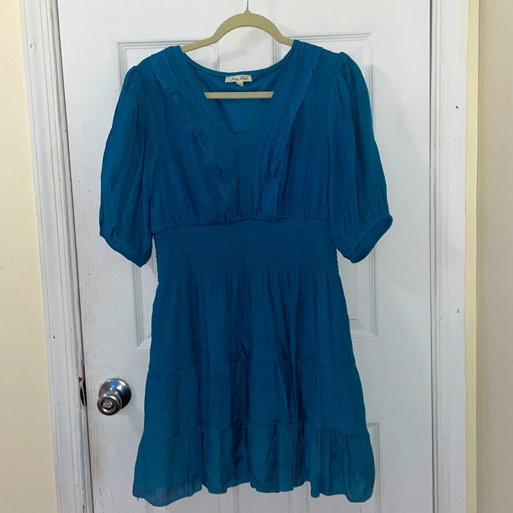 Teal Puff Sleeve Dress